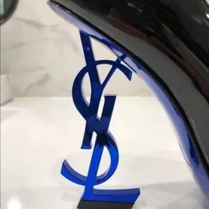 YSL Opyum Patent Leather Blue Heel Pump Authentic